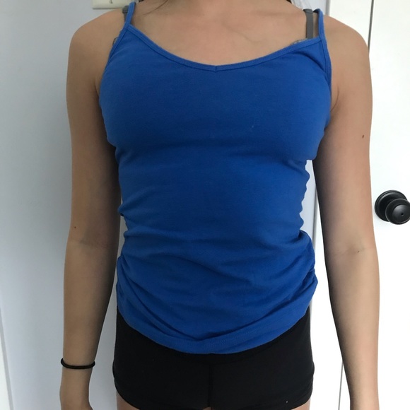 Blue spaghetti strap tank top - Picture 1 of 2